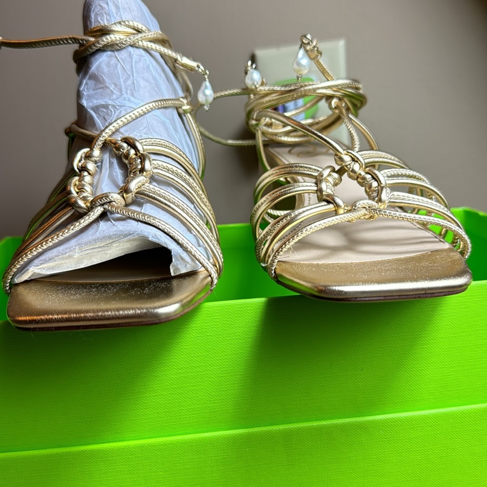 NWTIB - Sam Edelman Women's Westley Sandal, Heeled Sandal, Gold - Size 7 😍😍 - Picture 5 of 10